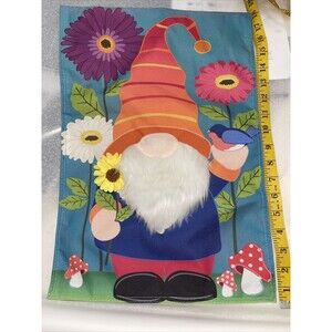 Evergreen Garden Gnome Garden Linen Flag, 18'' x 12.5'' inches